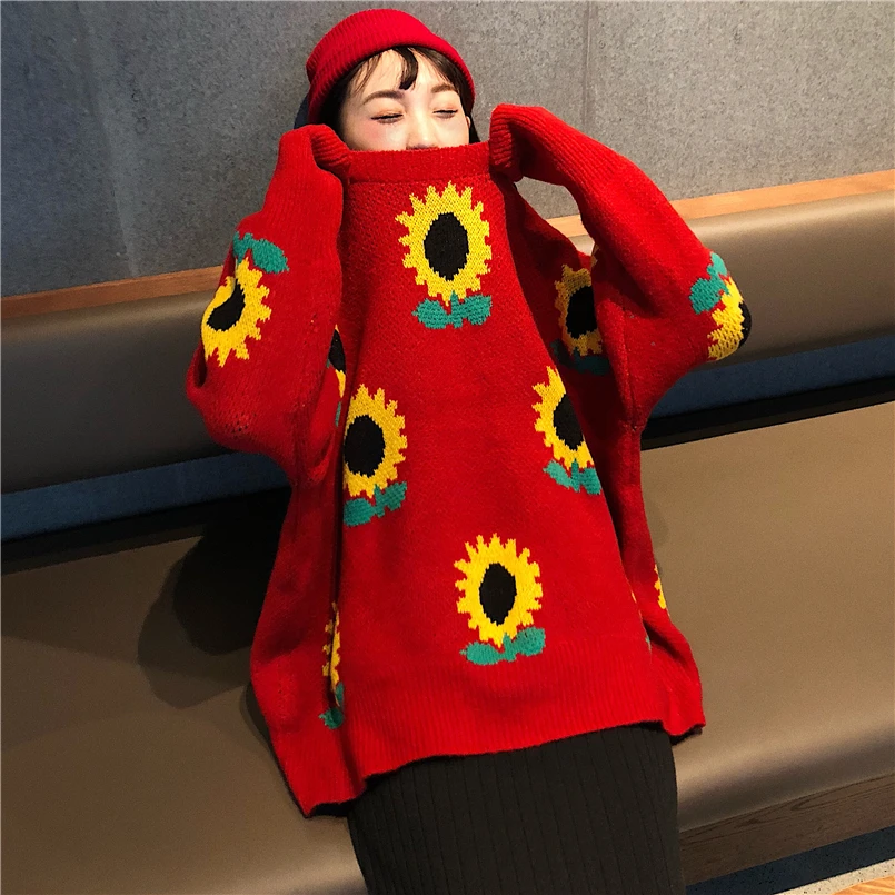 

Loose Knit Sweater Autumn and Winter Korean Loose Hood Lazy Wind Thick Jacquard Sweater Jacket