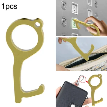 

Non-Contact Elevator Buttons Key Handheld Brass Edc Keychain Tool Offering Noncontact Door Opener Hook Stylus Utlity Tool