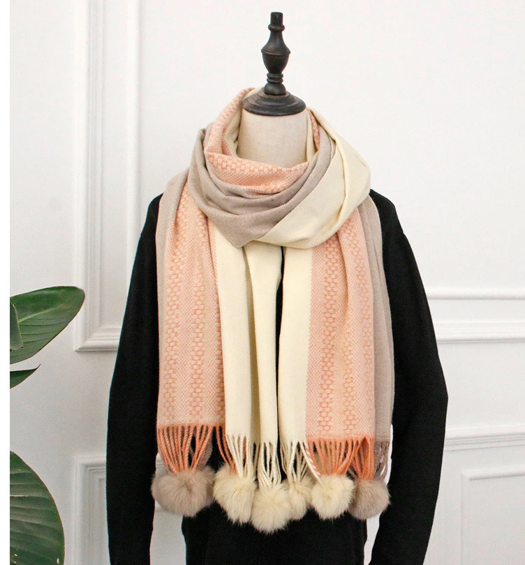 Дизайнерский зимний женский шарф, элегантные модные кашемировые шарфы для дам, толстые теплые высококачественные длинные женские шарфы с кисточками - Цвет: NO.2