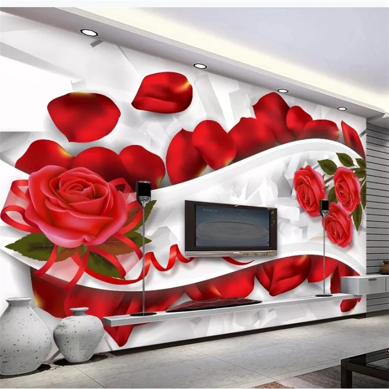 

wellyu Customized large murals fashion home decoration romantic rose petals 3D living room TV background wall image wallpaper
