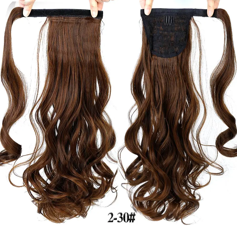 AILIADE, женские длинные кукурузные волнистые шиньон конский хвост из натуральных волос, заколка в конский хвост, волосы для наращивания, обмотка вокруг синтетических волос - Цвет: T27/30/4