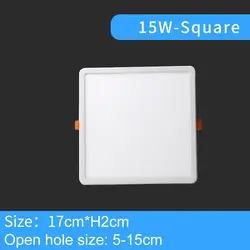 Ultra - Thin LED Recessed Ceiling Panel Light, 220V/230V, Round/Square Design - 3000K - warmwhite (15W - Square)