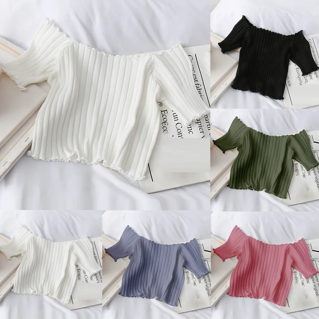 shirt Sexy Fashion roupa feminina Women Knitted Button Short Sleeve Solid Ladies Slim Top blusas mujer de moda 2020 | Женская одежда