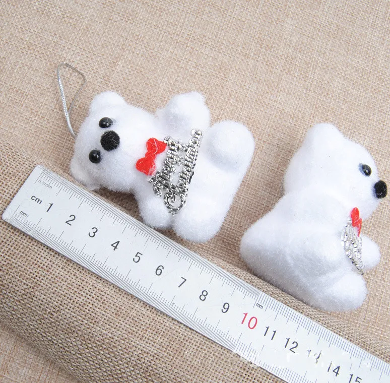 2Pcs bag Cute White Foam Christmas Bear Deer Hanging Pendant Christmas Tree Pendant Decoration Kids Gift 3
