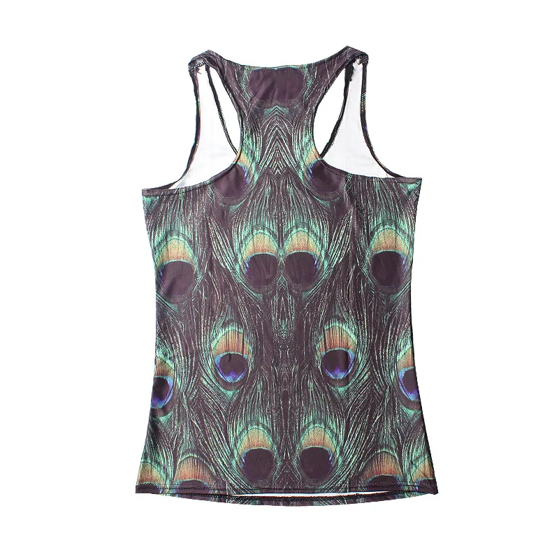 Original digital peacock feather blank printing lady I-shaped vest Gym Vest