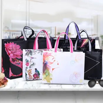 

Eco Waterproof Non-woven Fabric Shopping Bag Reusable Solid/Flower Foldable Shopping Bag Tote Pouch Women Storage Grocery Bag