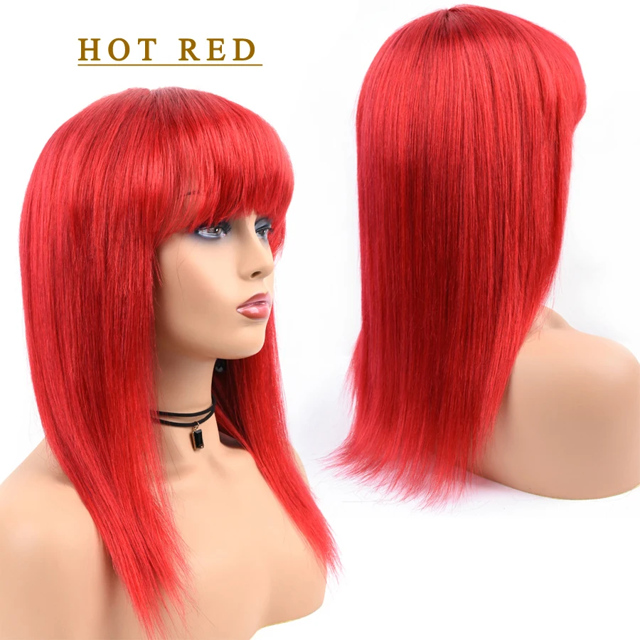Натуральные Рыжие волосы парики прямые волосы парики с челкой для черная Для женщин эффектом деграде (переход от темного к 1B/27 блонд, 1B/118