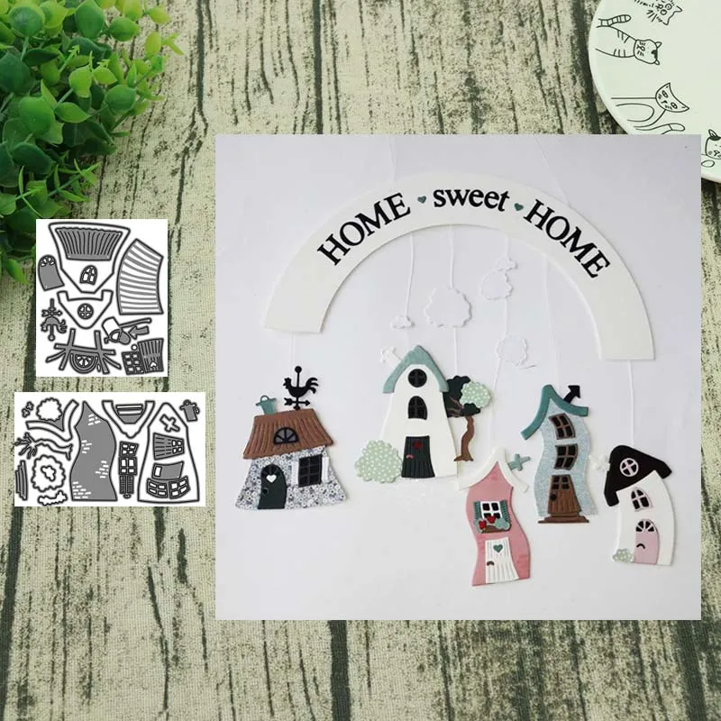 

Metal Cutting Dies Christmas house 2019 Crafts Stencil For DIY Scrapbooking Paper/photo Cards Embossing Die