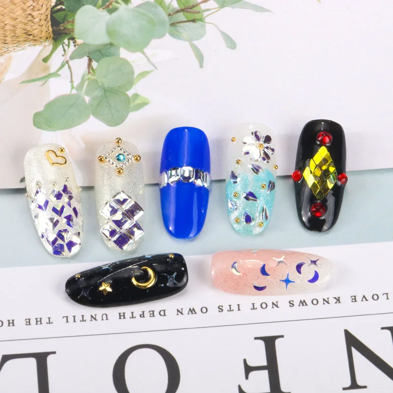 12 коробок/Набор 3D Блестящий Прозрачный хлопья гвоздь блестки DIY алмаз/звезда/настроение/квадратный хлопья гвоздь блестящие украшения