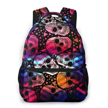 

2020 Travel Backpacks Aurora Gothic Skull With Polygonal Zigzag Girl Backpack For Women Large Capacity School Bag For Teenage