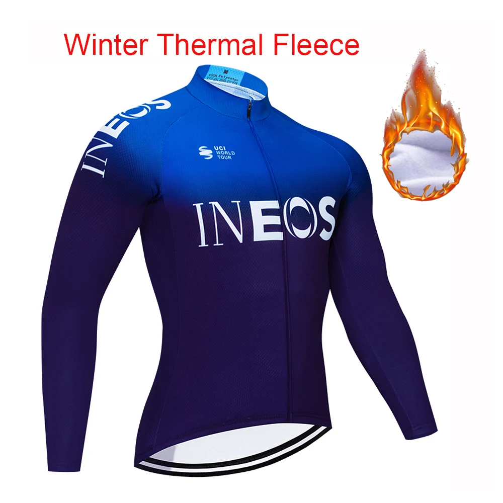 Зимняя одежда для велоспорта, INEOS Pro Team, комплект из Джерси с длинным рукавом, одежда из теплого флиса, MTB, Униформа, защита от холода, сохраняет тепло - Цвет: 2