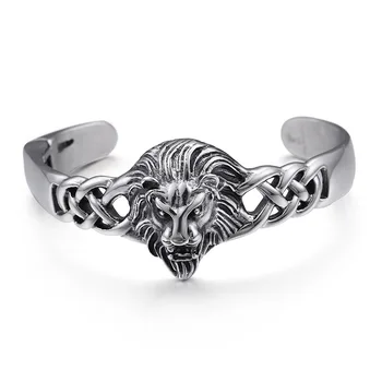 

Exaggerated titanium steel C-shaped open bracelet hip-hop glossy domineering personality lion tide bracelet