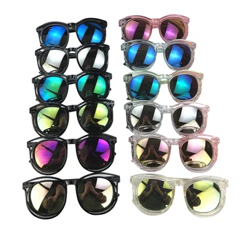 

Little Kids Summer Wayfarer Sunglasses Round Hollow Frame Candy Color Foldable Temples Anti-UV Cute Sun Glasses