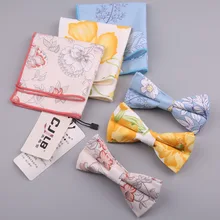 Мужской цветочный галстук-бабочка классический мужской Карманный квадратный бант-галстук набор регулируемый носовой платок галстук для свадебной вечеринки