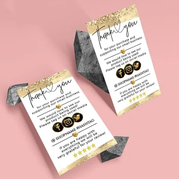

Personalize Gold Insert Card Template - Small Business Insert card - Modern Packaging Insert Card /Card 3.5''x2''