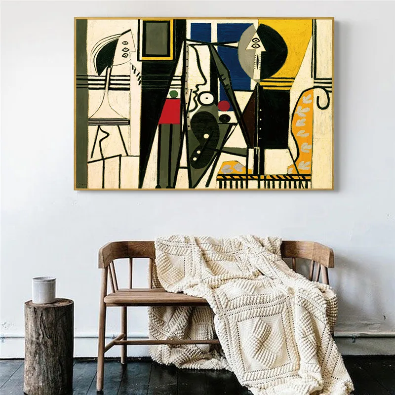 Picasso Painter and Model Canvas Wall Art Canvas Painting Home Deor Wall Pictures Print for Living Room Art Pictures Posters