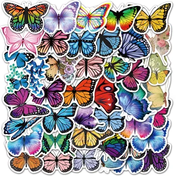 

50 Pcs Butterfly Mixed Graffiti Stickers Bike Motorcycle Phone Laptop Travel Luggage for Guitars PVC Waterproof Car Stickers