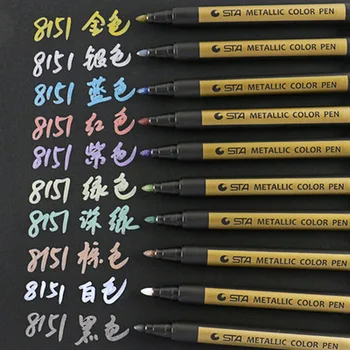 

Metal Color Pen Student Drawing Pen Calligraphy Highlighter Stationery Doodle Paint Pen Learning Office Supplies 10pcs/box