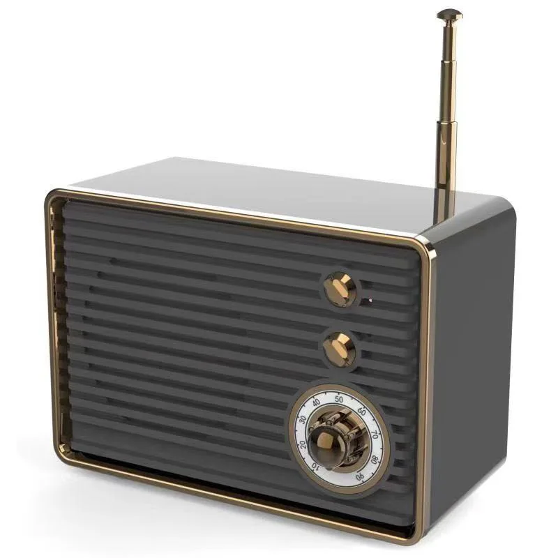 black gold Портативный Bluetooth аудио ретро мини беспроводной радио компактный и милый карты Bluetooth динамик Литиевый ПЕРЕЗАРЯЖАЕМЫЙ радио - Цвет: black gold
