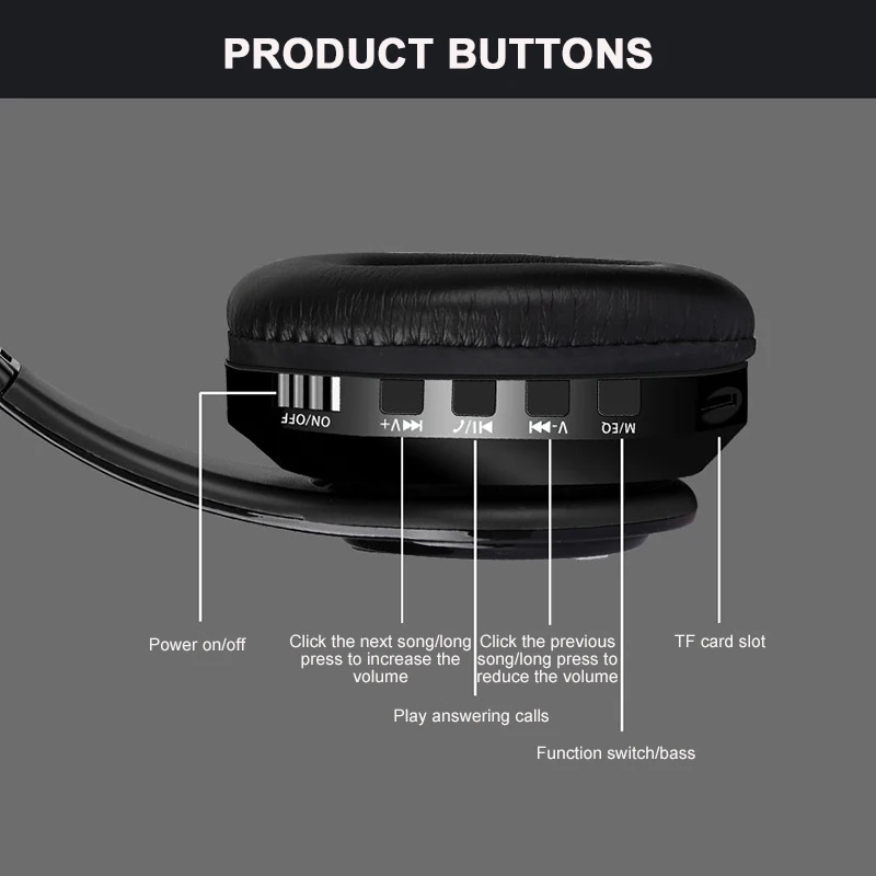 Bluetooth 5,0 наушники, беспроводная Bluetooth гарнитура, складная стереогарнитура, Mp3 регулируемые наушники, портативные с микрофоном, hi-fi звук