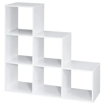 

Multipurpose Storage Rack 6 Cubes Organizer Wood Bookshelf Open Shelf Bookcase 3-2-1 Cube Storage Shelf White