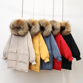 

Women Parkas Fur Collar Coat Down Cotton Women Long Loose Cotton Jacket 2019 Winter Jacket Women Lady Coats Thick Snow Wear
