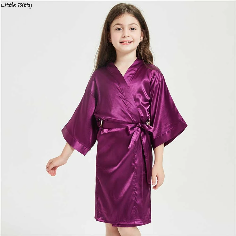 Wedding Party Robes for Girls Children Satin Pajamas Teen Girls Sleepwear Bathrobes for Children Silk Kimono Bathrobes Kids vintage nightgowns	