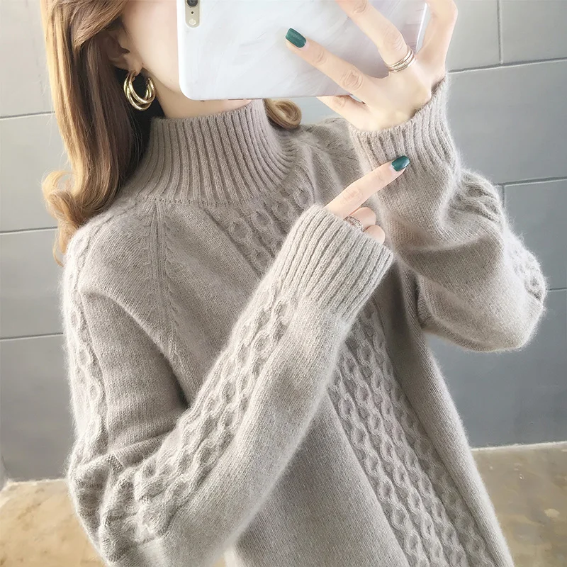

2020 Winter Warm Twiested Pullover and Sweaters Loose Oversized CHic Streetwear Jumpers Harajuku Turtleneck ukraine Sweater