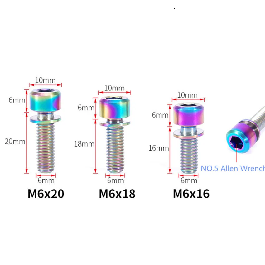 Титановые болты для shimano XT/XTR Crank Lock Scre M6 x16mm 18 мм 20 мм с головкой колонны с шестигранной головкой, набор из 4 шт