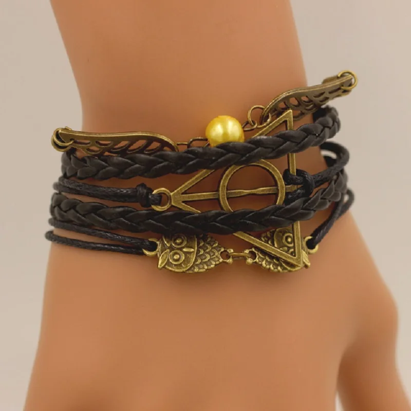 Harri Potter Snith экшн-игрушка, фигурные кольца, ожерелье, аксессуары, кожаный браслет Luna Deathly triangle Hallow Ring, игрушки для косплея