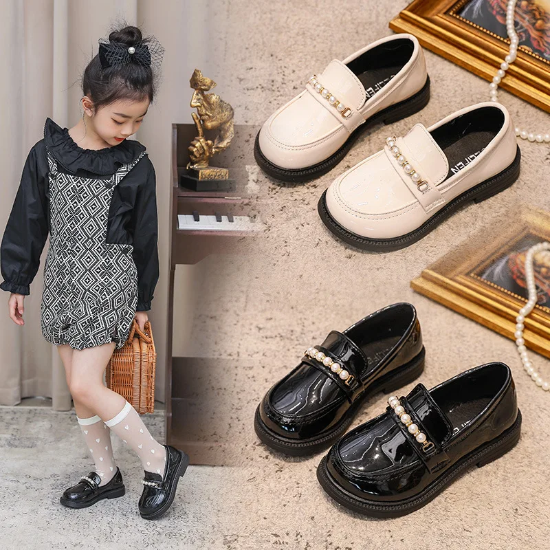 

Autumn British Style Kids Shoes Loafers Boys Shoes Leather Slip on Shoes Girls Flats Boat Shoes Non-slip Children Casual Shoes