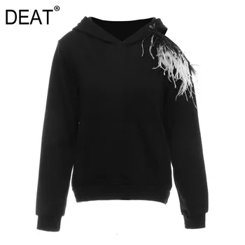 

DEAT 2020 new autumn and winter fashion high quality women trendy clothes off one shoulder full sleeves fur pullover sweatshirt