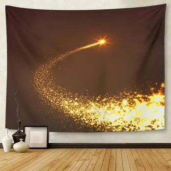 

Abstract Bright Golden Falling Star Shooting Twinkling Trail Tapestry Wall Hanging for Living Room Bedroom Dorm 50x60 inches