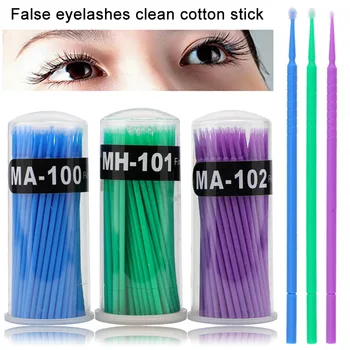 

100pcs Disposable Colorful Cotton Swabs Eyelash Brushes Cleaning Swab Hot Natural Eyelashes Remover Tattoo Microbrush Kit