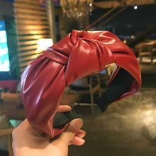Fashion Leather Hairband Bow Knot Headband Lady Girls Hair Hoop Bands Hair Accessories For Women Headdress Fashion Leather Hairband Bow Knot Headband Lady Girls Hair Hoop Bands Hair Accessories For Women Headdress