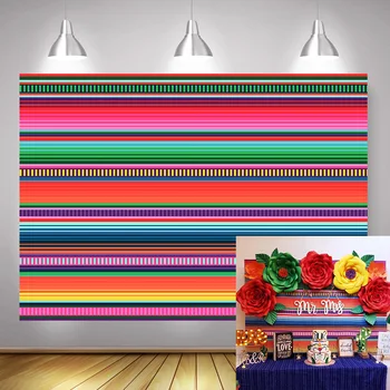 

Cinco De Mayo Mexican Festival Photography Backdrop Fiesta Birthday Party Background Authentic Colorful Stripes Photo Shoot
