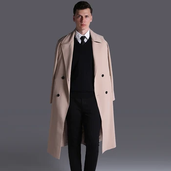 

New Mens Coats Luxury Long Style Double Breasted Khaki Mens Jackets And Coat Spring And Autumn Fashion Casual Man Trench 6XL