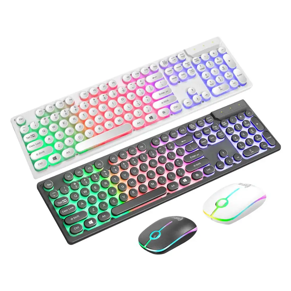 

RGB Keyboard For Computer 2.4GHZ Wireless Keyboards With USB Mouse Set For Computer PC Tablet клавиатура Suits