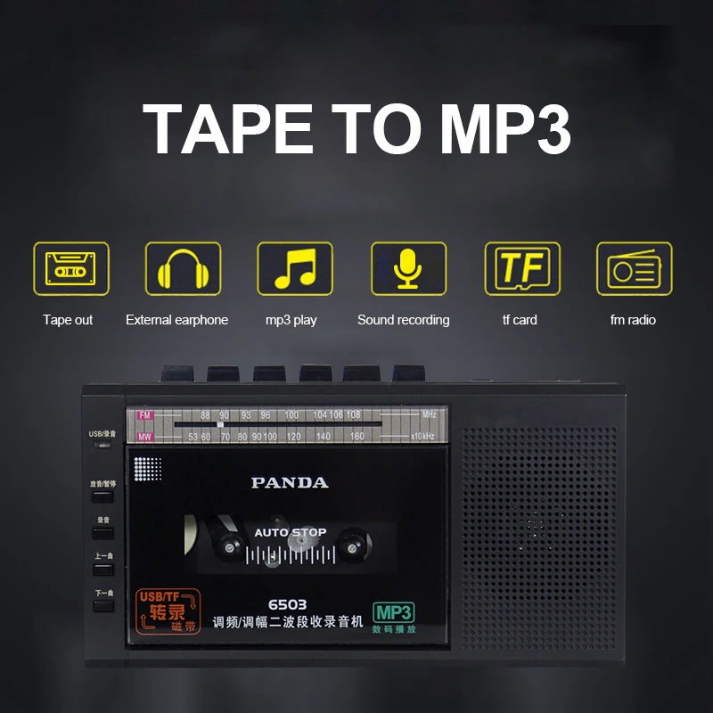 Rádio para o Ensino Leitor de Música com Microfone Portátil Rádio Receptor Dois Banda Estudo Fita Transcrição Máquina am fm - Image 4