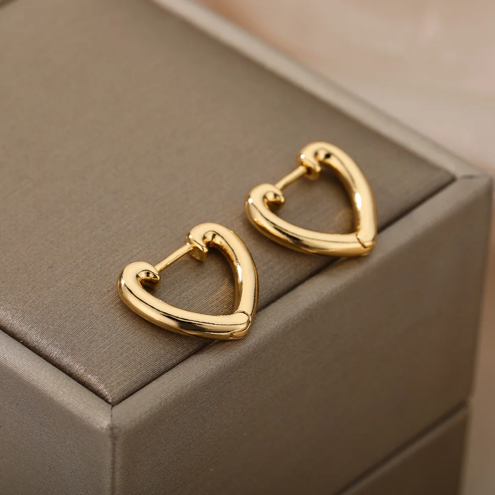 Hollow Heart Earrings Stainless Steel Silver Color 2021