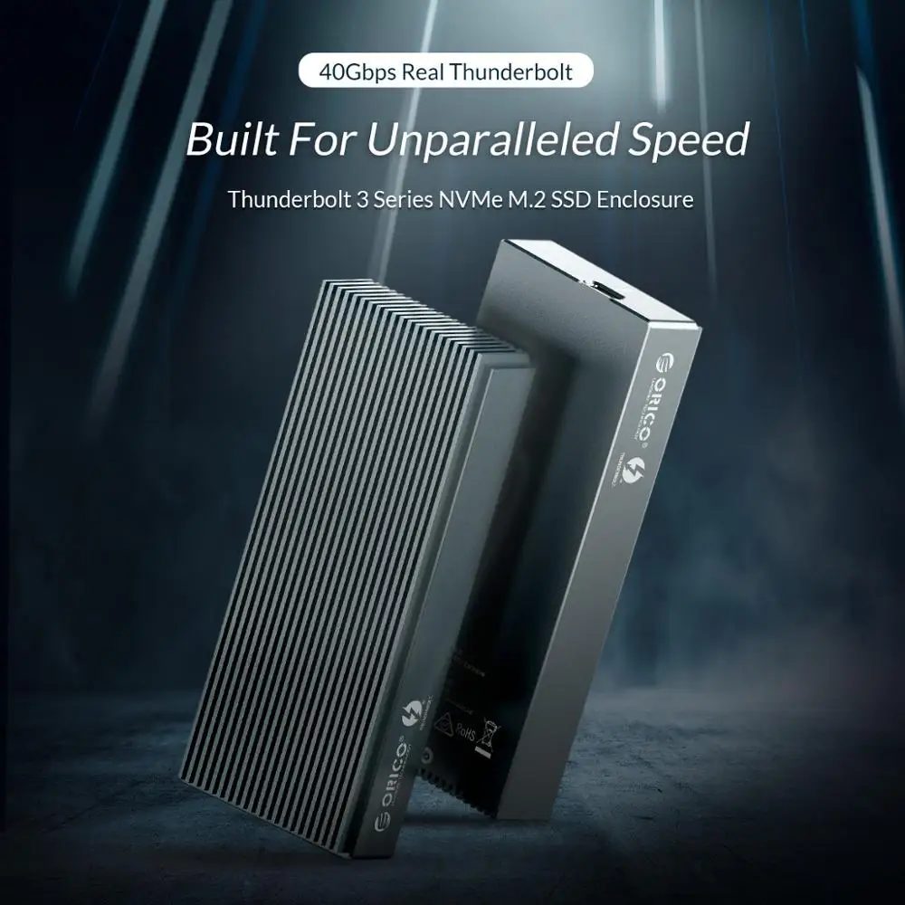 Koop Orico Thunderbolt 3 40Gbps Nvme M.2 Ssd Behuizing 2 Tb Aluminium Usb C Met 40Gbps Thunderbolt 3 C tot C Kabel Voor Laptop Desktop