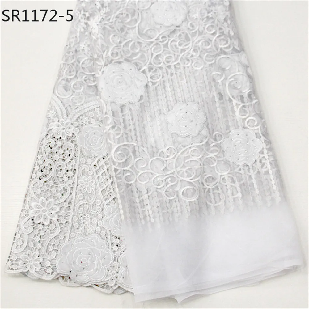 Горячая Белая Роскошная свадебная ткань Вышивка Тюль Французский кружевной ткани модный стиль - Цвет: Белый