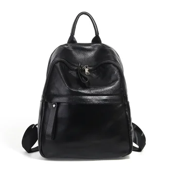 

Real Genuine Leather Backpack Women Back Pack Ladies Large Capacity Travel Bag Female Luxury Bags for Women 2020 Black Mochila