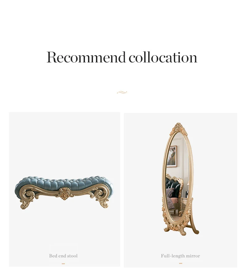 Description Picture 3 of itemEuropean Malaysia Furniture Luxury Princess Carved Flower Color Solid Wood Bedroom Toilet Dresser Table With Dresser Stool