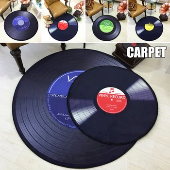 

Round Areas Rug Polyester Record Printed Soft Fabric Living Room Bedroom Floor Mat Carpet MU8669