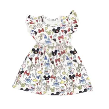 Детское милое платье; платье с рукавами-крылышками; модное летнее платье принцессы из бутика; детское платье из молочного шелка с героями мультфильмов для девочек; костюм