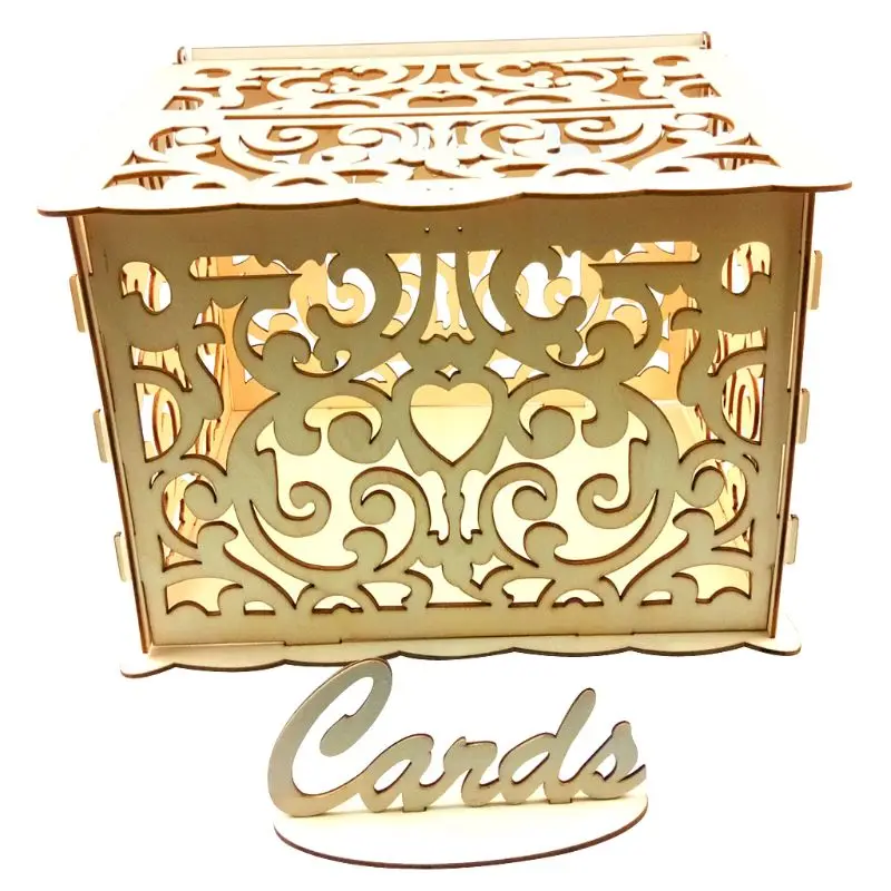 

Rustic DIY Wooden Card Sign Money Box Case Wedding Reception Baby Shower Party