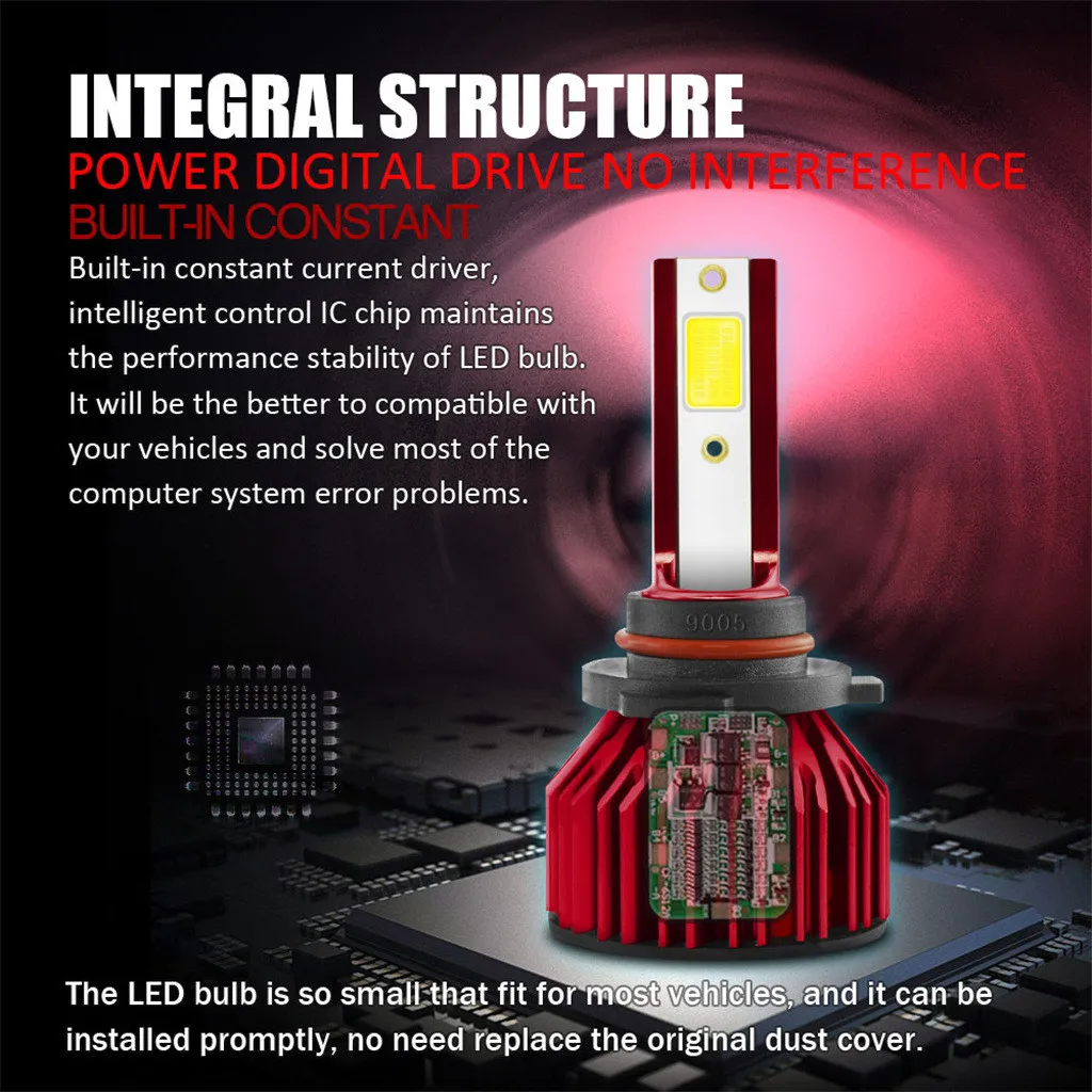 2pc Car Led Light 9005/HB3 9006/HB4 9012 H1 H4 H7 H8/H9/H11 100W 10000LM COB LED Headlights Driving Day time Running | Автомобили и