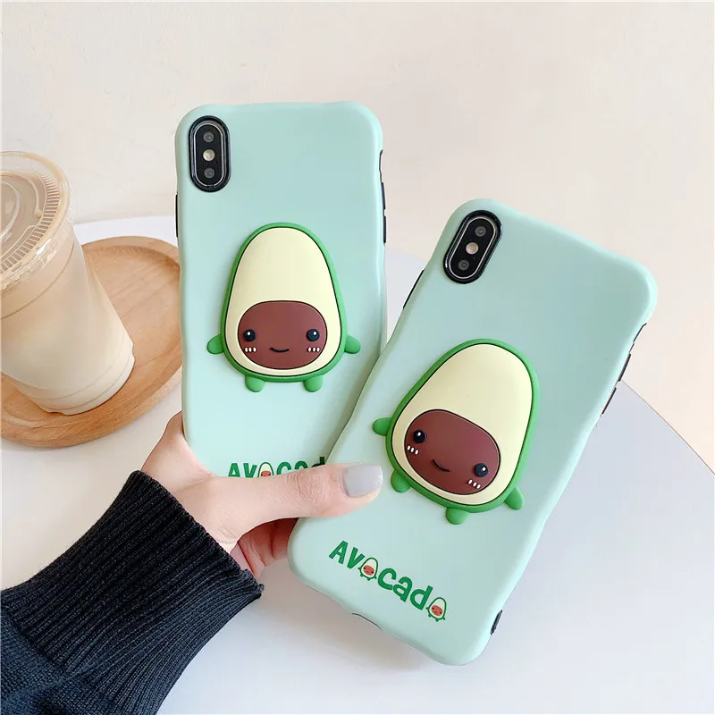 GYKZ 3D авокадо чехол для iPhone 7 XS MAX XR X 8 6 6s Plus прекрасный зеленый мягкий IMD телефона