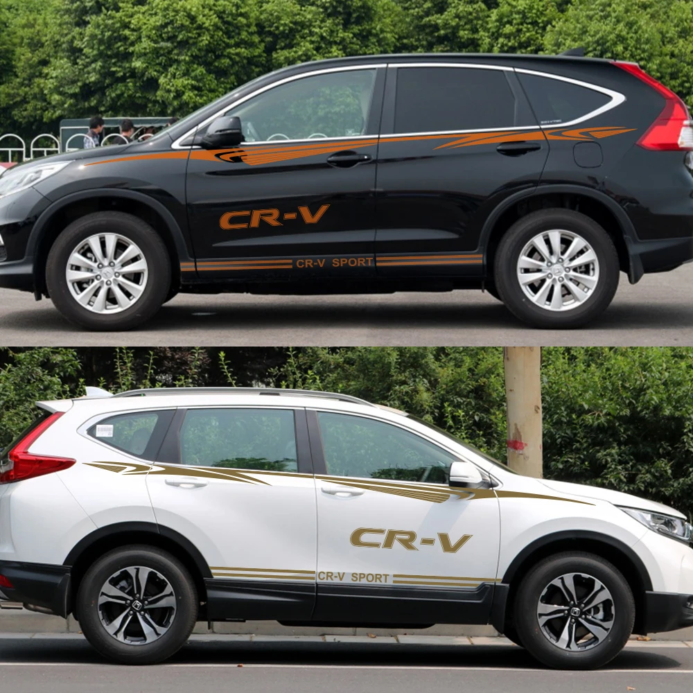 2 шт. автомобильные длинные Боковые Полосатые наклейки для Honda CR-V авто виниловые наклейки водонепроницаемые стильные спортивные автомобильные тюнинговые аксессуары